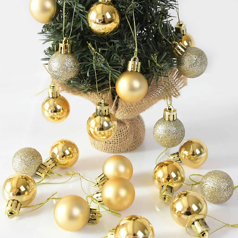 3 cm julbollar guld silver rött träd prydnad hängande plast chritmas party hem dekor y201020