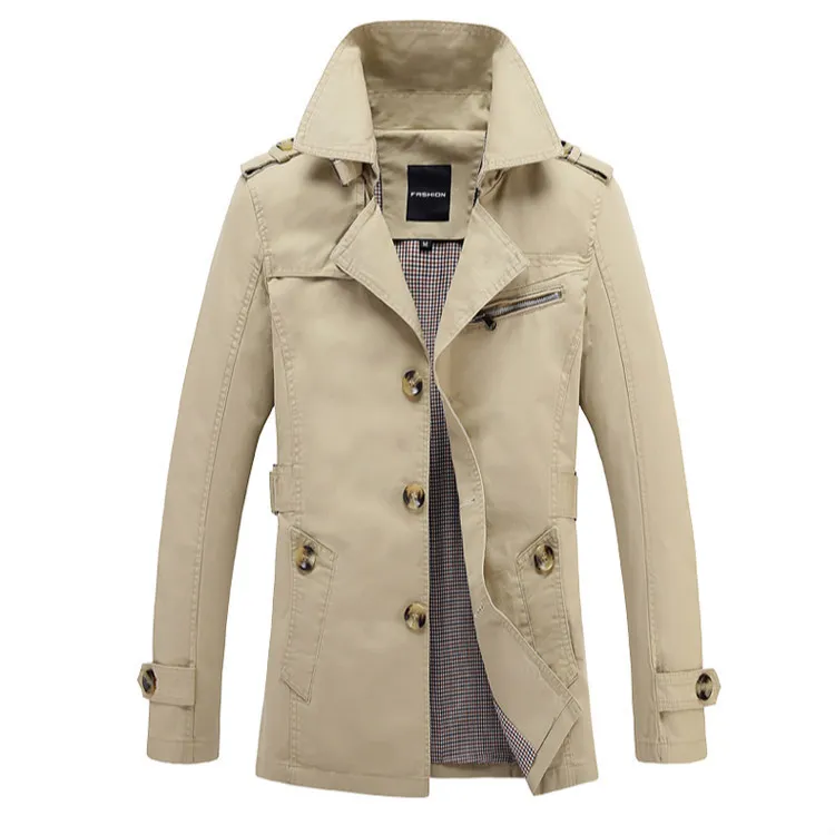 Marque mâle pardessus longue veste manteau hommes trench-coat pour hommes trench-coat coupe-vent vêtements d'extérieur en tissu de coton 201120