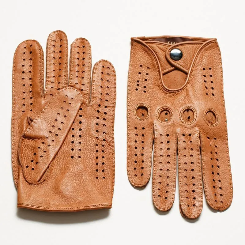 Nouvelle arrivée Luxury Mens Gants en cuir authentiques Gants de la peau de mouton Gants de mode noirs Gants de conduite respirante pour les mitaines mâles Y2001282N