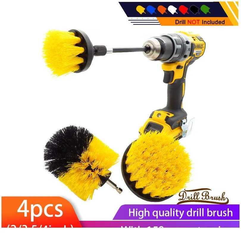 set Power Scrubber Drill Brush Kit Electric Cleaning Brush With Extension For Car grout Tiles bathroom K bbyJmM306O