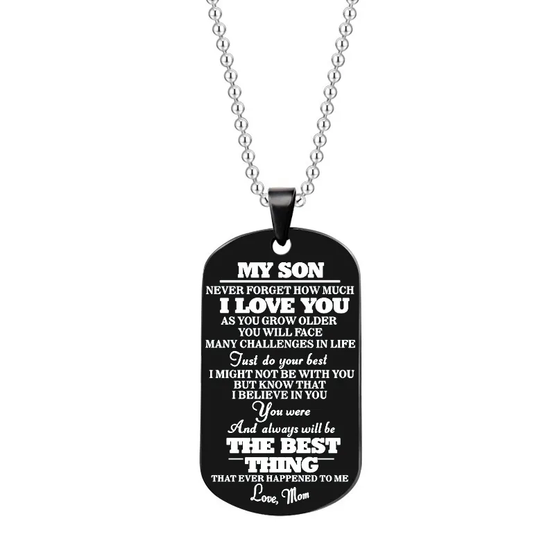 NPKDS „To My Son“, einzigartiger Designer-Halskette für Herren, Militär-Armee-Stil, Edelstahl, Hundekette, Herren-Anhänger-Halskette, Zubehör 7350913