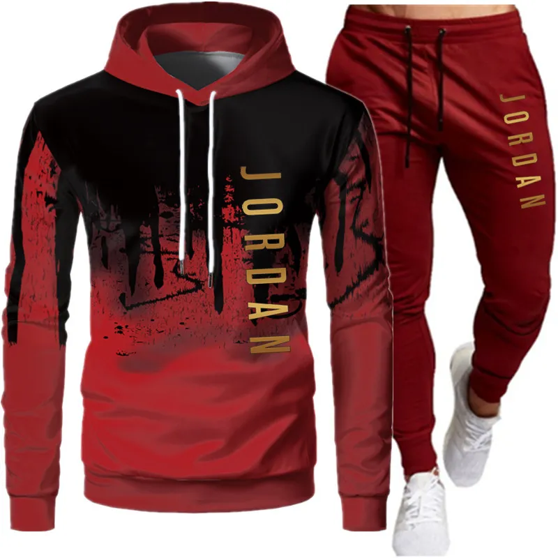 Trainingsanzug Männer 2 Stück Sets Mit Kapuze Sweatshirt + Hosen Pullover Hoodie Sportwear Anzug Ropa Hombre Casual Männer Kleidung Größe S-3XL C1116