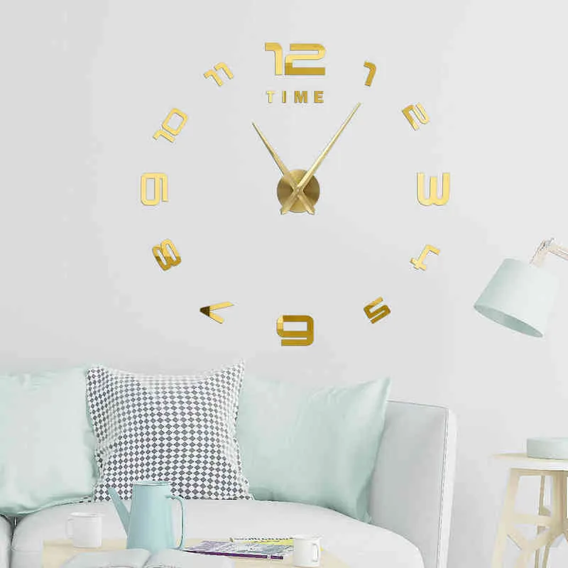 3D Miroir Horloge Murale Design Moderne DIY Acrylique Quartz Horloges Murales Autocollants Décor À La Maison Horloge Murale Decoracion Salon Casa H1230