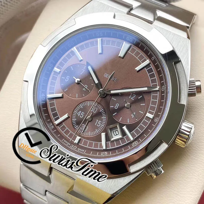 New Overseas 5500V 110A Wine Red Dial A2813 Automatic Mens Watch SS Steel Bracelet STVC No Chronograph STVC Watches SwissTi326o