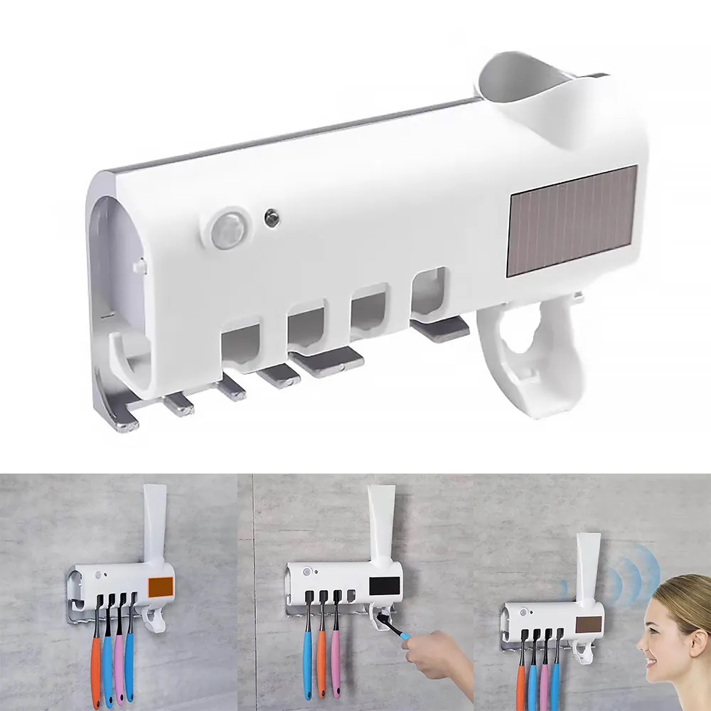 Distributeur automatique de presse-dentifrice antibactérien porte-brosse à dents ultraviolette Sterailizer accessoires de salle de bain énergie solaire T206f