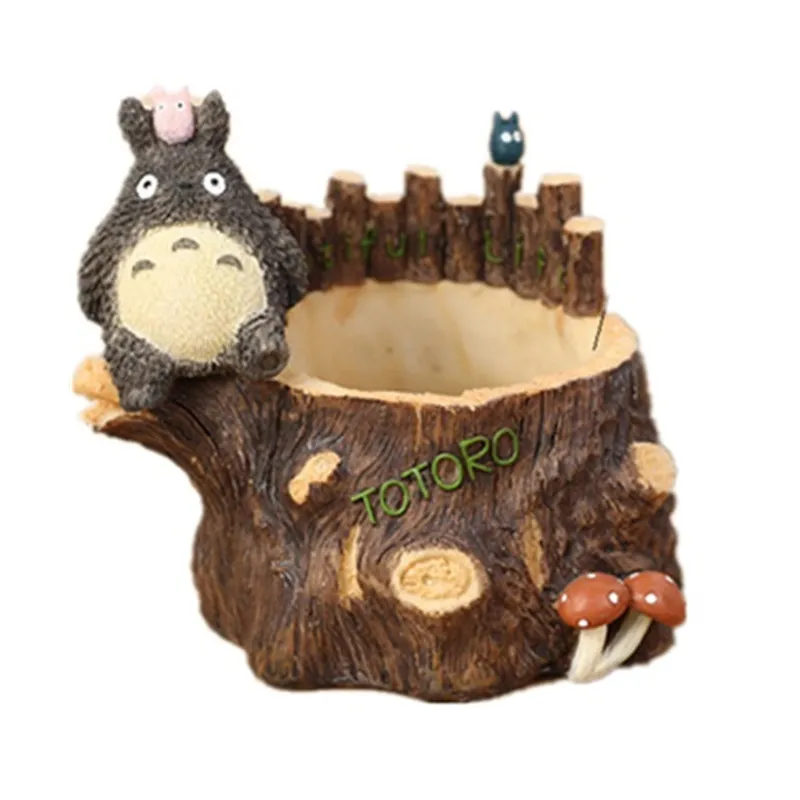 7-stil tecknad söt Totoro Flower Pot Farmhouse Decor Harts Creative Crafts Planters Home Office Garden Succulent Plant Pot Y2007223D