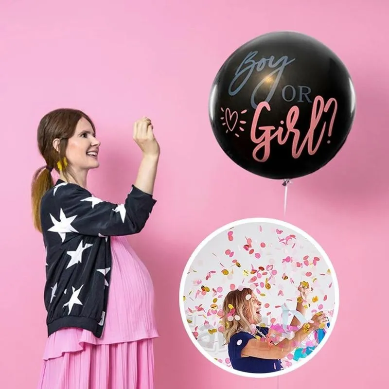 pojke eller flicka ballong kön avslöja baby shower confetti svart latex ballon hem födelsedagsfest dekoration kön avslöja y01075509474