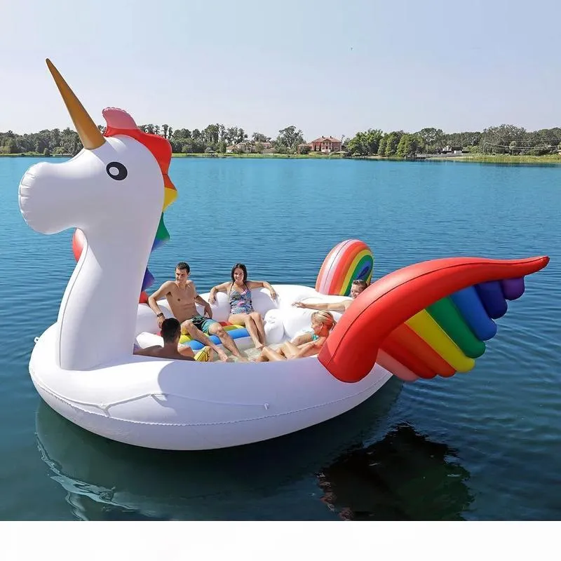 Fits Seven People 530cm Giant Peacock Flamingo Unicorn Inflatable Boat Pool Float Air Mattress Swimming Ring Party Toys boia226x