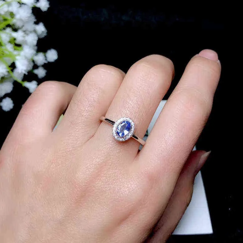 Oval Cut 6×4mm Tanzanite Gemstone Ring in Solid 925 Sterling Silver for ...