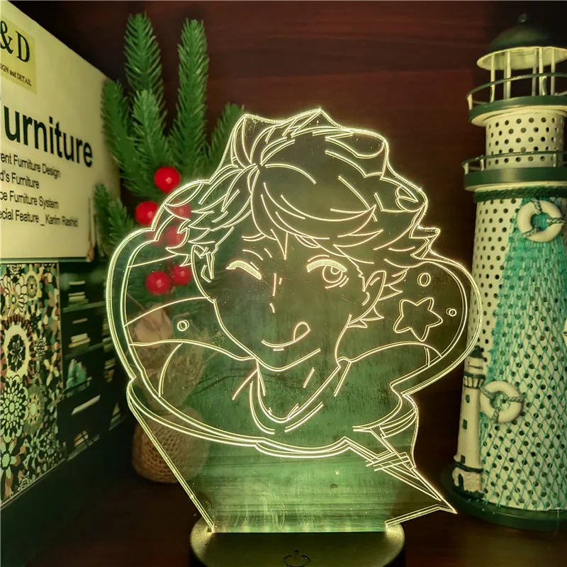 Haikyuu iwa-chan oikawa led 3D Illusion Nightlights Lampa Anime 7 Kolor zmieniająca lampara na prezent świąteczny 311q