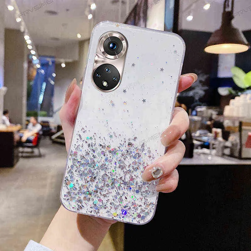 Błyszczący Bling Glitter Star Clear Soft Phone Case Cover dla Huawei Honor 50/50 Lite 50lite / Nova 9 W220312