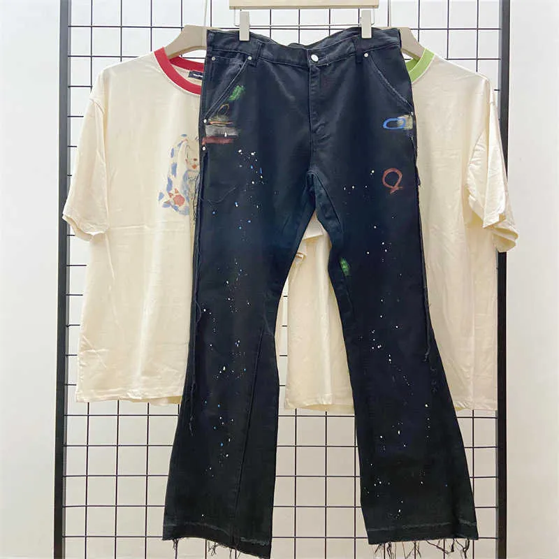 Jeans pour hommes Ins mode pour hommes style de transformation de l'outillage de la rue haute jeans évasés pantalons décontractés à la mode