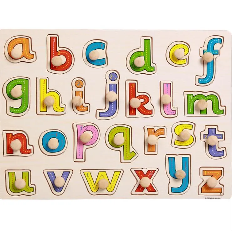 30 cm Kind Frühe Lernspielzeug Baby Hand Griff Holz Puzzle Spielzeug Alphabet und Ziffer Lernen Bildung Kind Holzspielzeug WYQ 201218