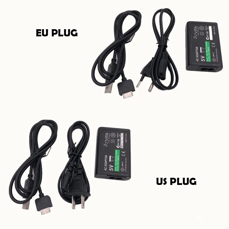 US/EU Plug USB Data laddning Kabel Hemväggladdare Strömförsörjning AC -adapter för Sony Playstation PSVITA PS VITA PSV 1000