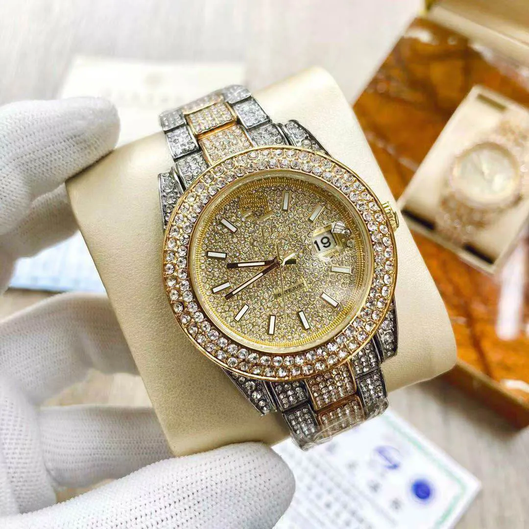 TM Watch Nowy kwarcowy kwarcowy kwarc Kompletny kalendarz WACTHES 36M Diamond Mens Watches na rękę