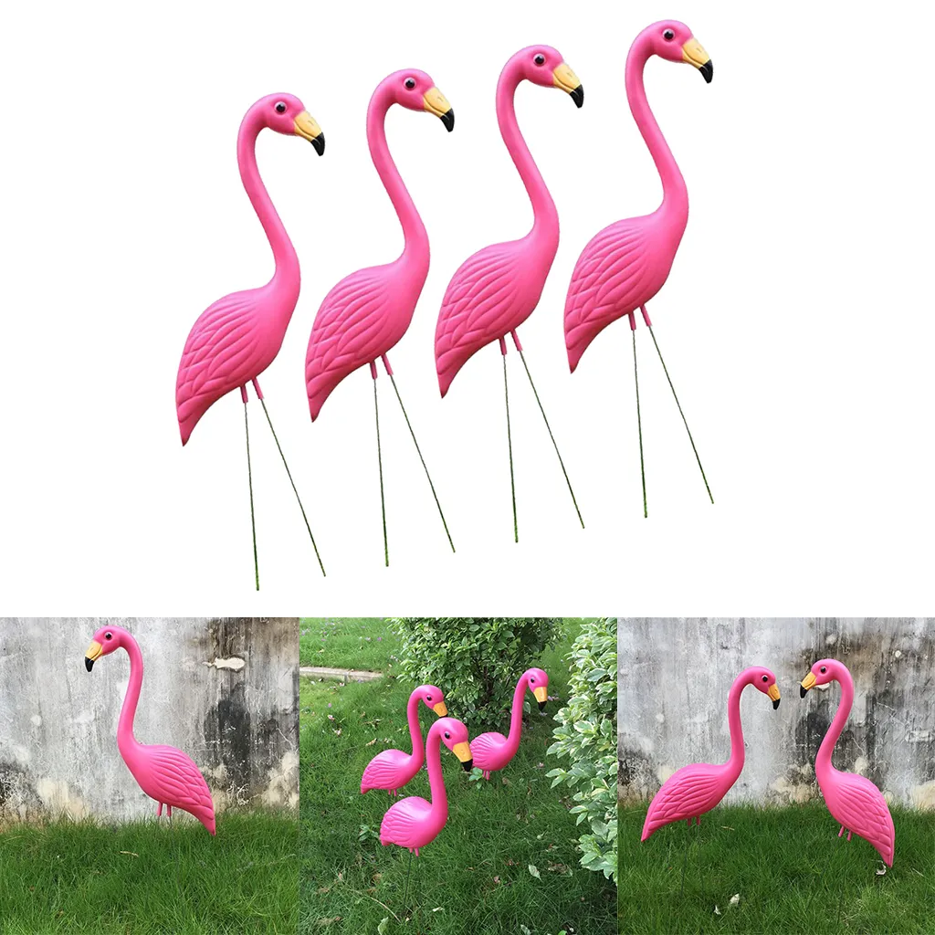 4 paket gerçekçi büyük pembe flamingo bahçe dekorasyon çim sanat süsü ev zanaat t200117240u