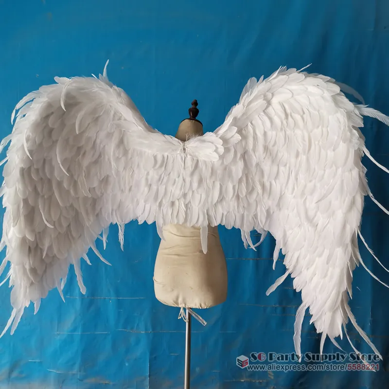 Pure Blanc Bendable Angel Wings Natural Feather Large Fairy Wing for Wedding Birthday Party Decor Magazine Shoot Accessories250E