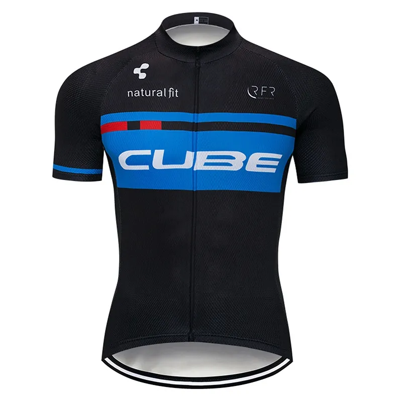 2021 CUBE team Maglia da ciclismo da uomo 100% poliestere Estate Quick-Dry Maniche corte MTB Camicia da bici Abbigliamento sportivo da esterno Roupa Ciclismo 223M