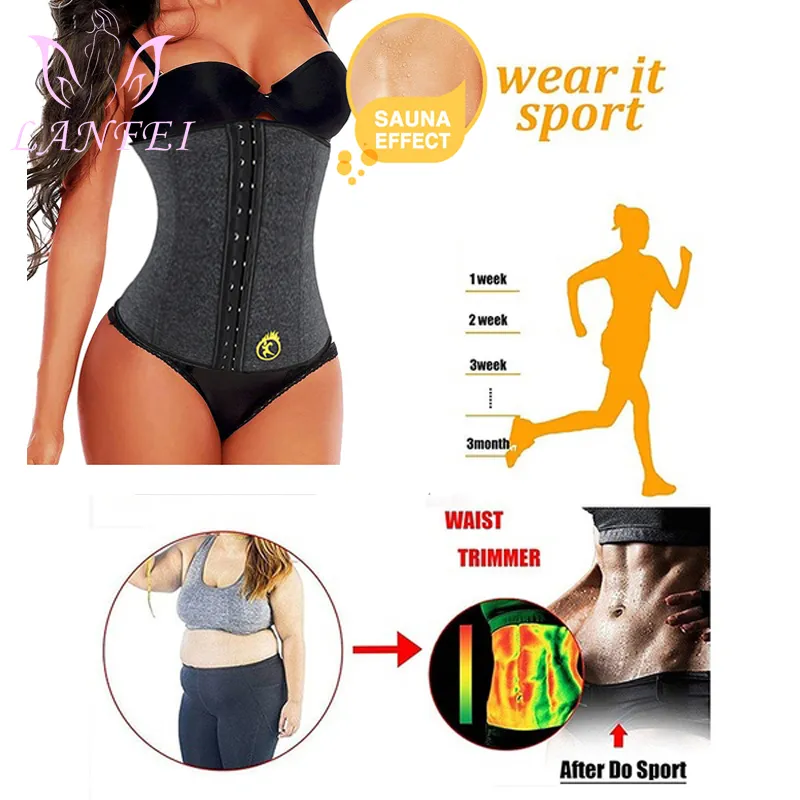 Lanfei S-6XL Body Shapers Corset Waist Trainer Slimming Belt för kvinnor Neopren Viktminskning Svett Gym Fitness träning Underkläder 201222