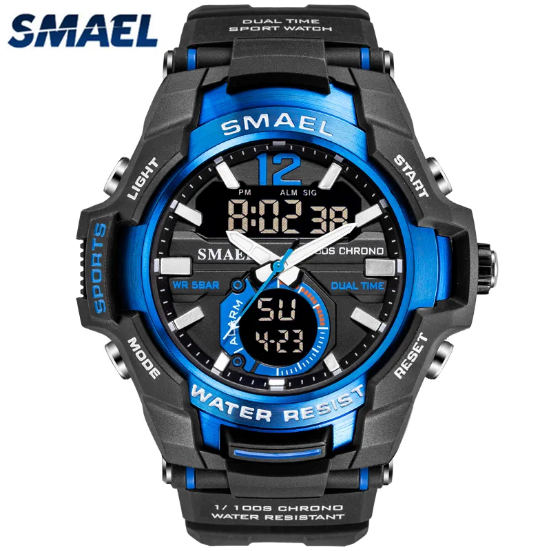 Smael nova moda dupla tempo led relógio digital masculino cronógrafo à prova dwaterproof água casual esporte relógios de quartzo saat relogio masculino 2272k