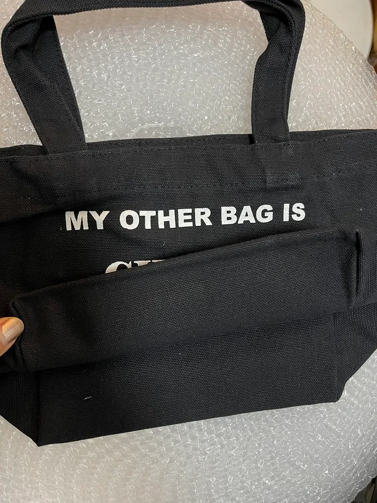 футляр для хранения черная холщовая сумка для покупок MY OTHER BAG IS cute с принтом, маленький размер 278F