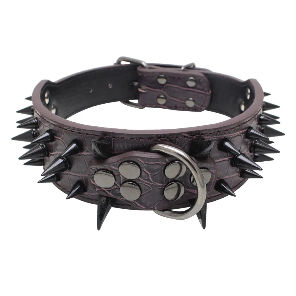 Verstelbare hondenkraag Cool scherpe spiked studed lederen halsbanden voor middelgrote grote rassen Pitbull Mastiff Boxer bully 4 maten Q1119