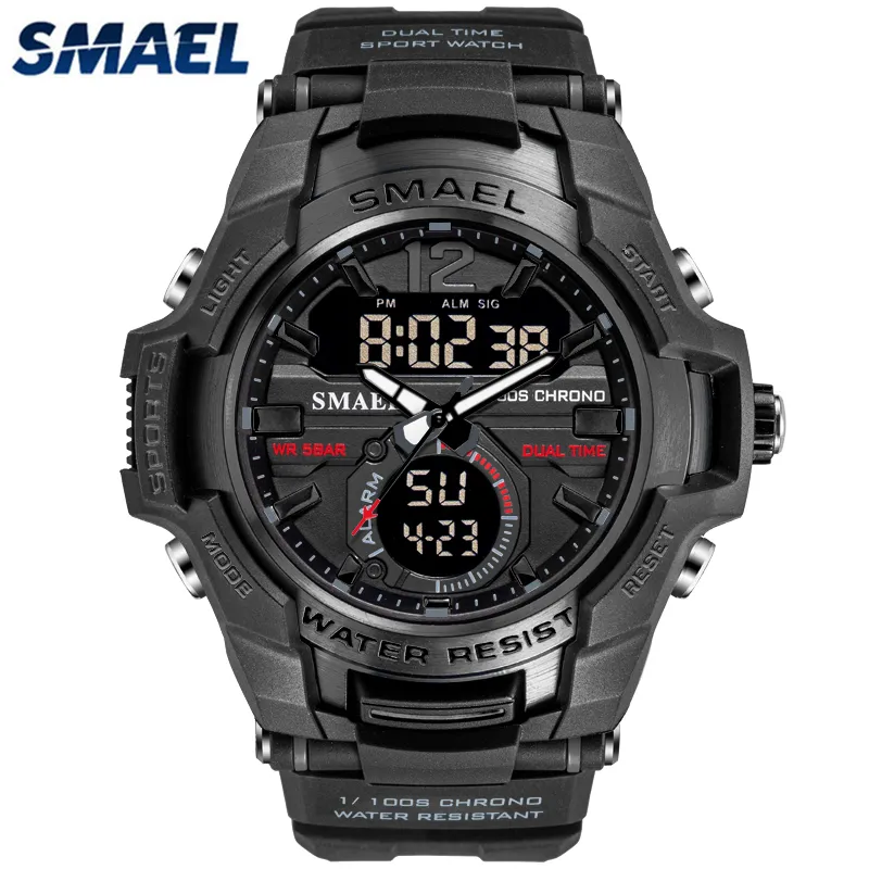 SMAEL новые модные светодиодные цифровые часы с двойным временем, мужские водонепроницаемые хронографы, повседневные мужские спортивные кварцевые часы Saat Relogio Masculino 2258R