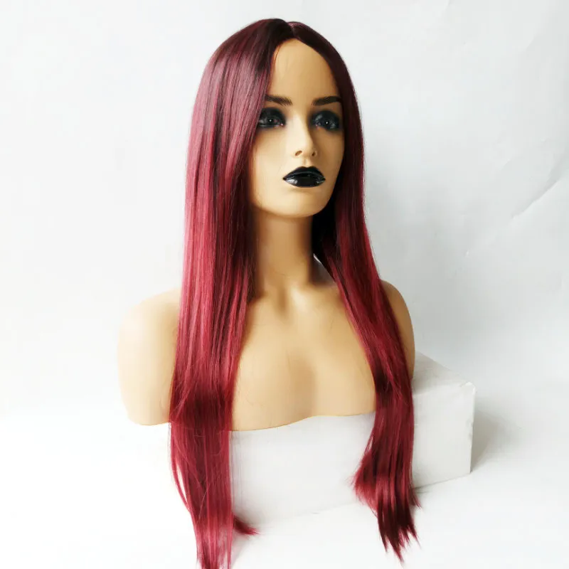 70см 28 дюймов длинные прямые синтетические парики волос стили омбре цветные парики для черно-белых женщин Perruques K10