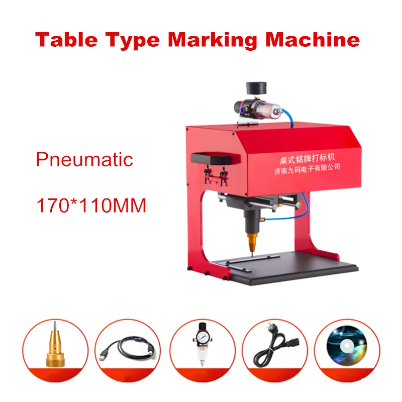 170*110mm Table Type Marking Machine Pneumatic Electricity Desktop Car Nameplate Metal Parts Engraving Machine