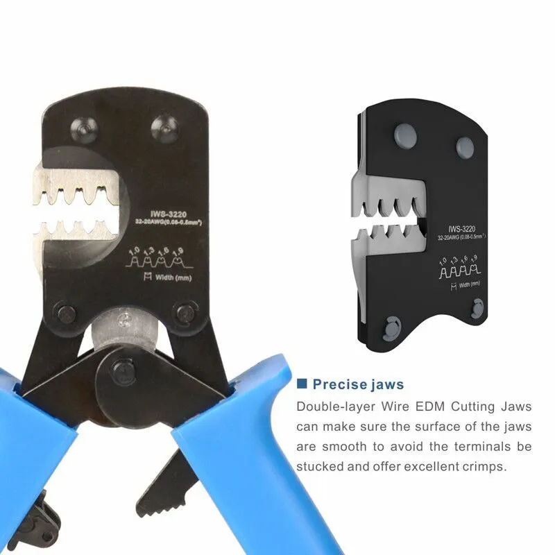 IWS-3220 Crimpzange Mini-Crimpzange für JST DuPont-Klemmen für schmale Anschlussstifte 0,03–0,5 mm2 AWG 32–2 Y200321