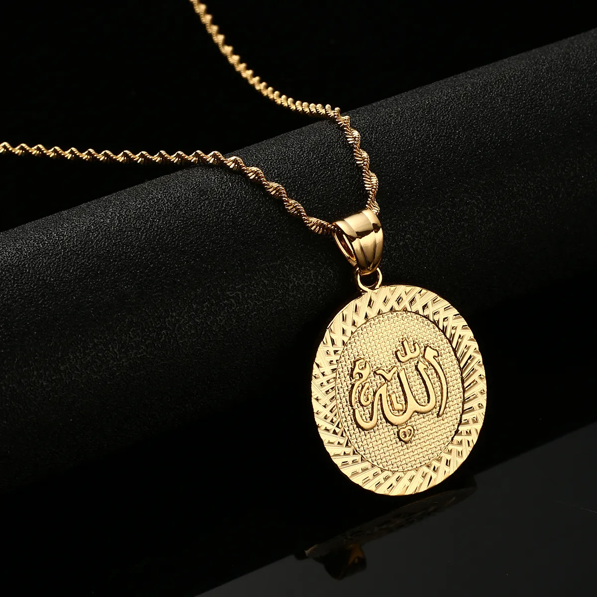 Halskette mit Anhänger „Prophet Muhammad Allah“ für Damen und Herren, goldfarben, Naher Osten, islamischer arabischer Ahmed, muslimischer Schmuck, 250 m