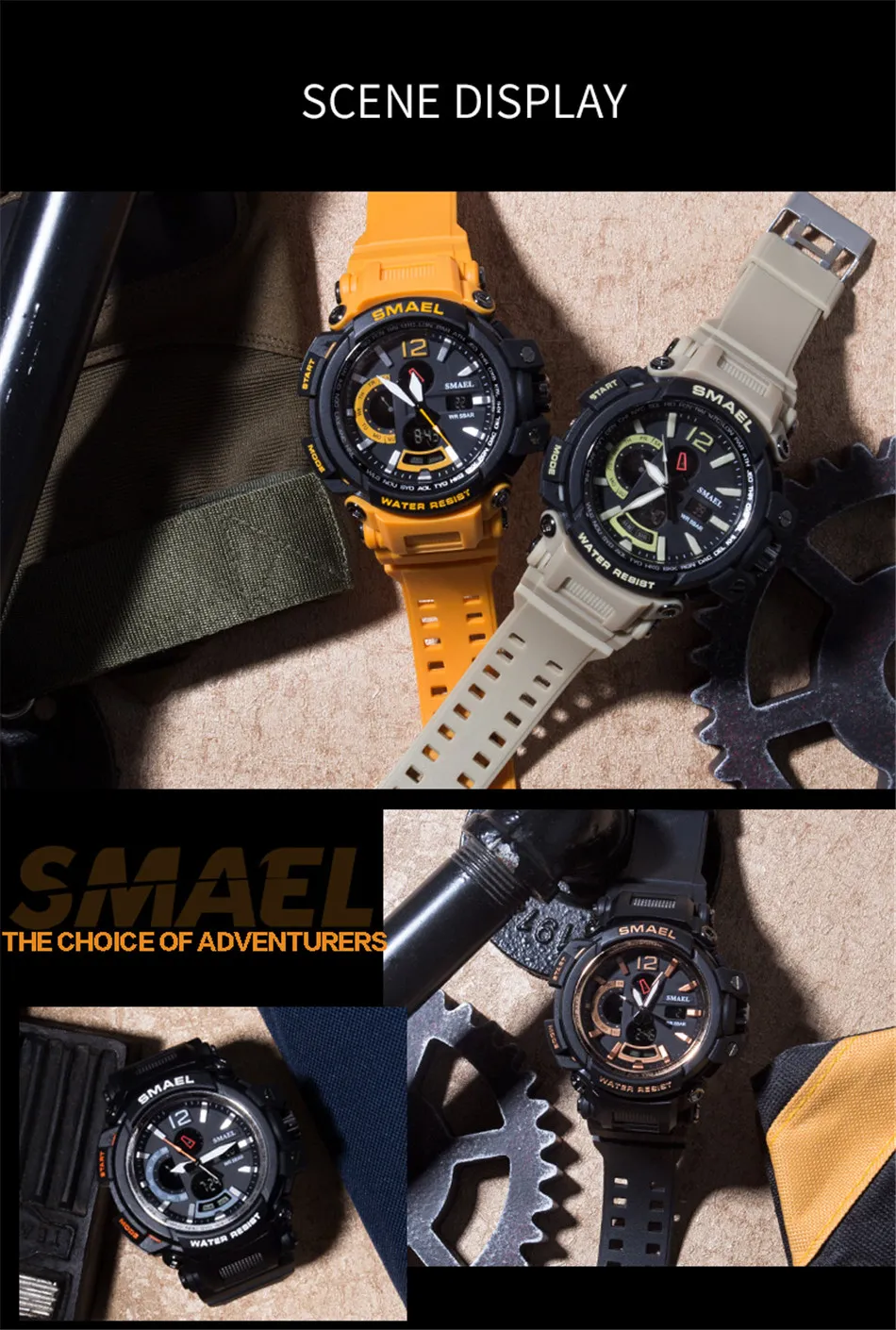 Moda Mężczyźni Zegarek Quartz Digital Dual Wyświetlacz Męski LED LED Kalendarz Wodoodporne Zegarki Sportowe Wristwatches Relogio Masculino