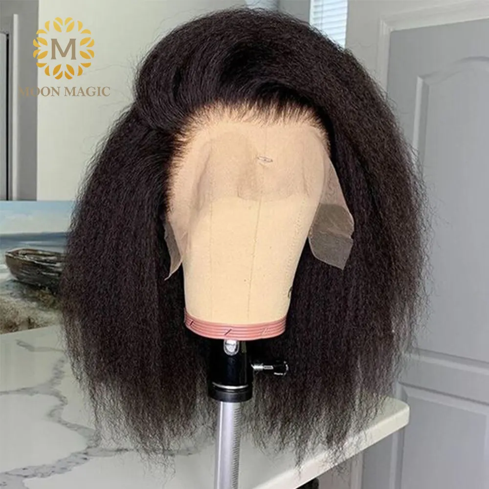 Perruque raide bob perruques avant en dentelle courte Bob Bob Full Lace Front Human Hair Wigs Perme en dentelle pré-fourrée 150 densité5291595