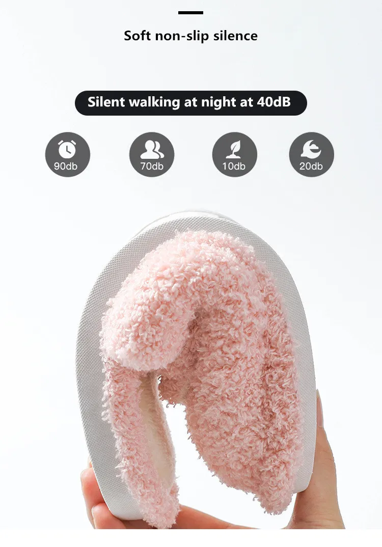 Ear Slipper Ladies Winter House Shoes Furry Slippers With Pompon Women Spring Plush Slippers Men Bed Slippers Y201026