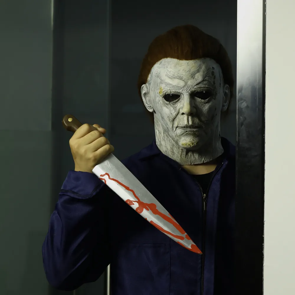 Horror Michael Myers conduziu o Dia das Bruxas Matar Máscara Cosplay Assassino Assassino Assassino Full Face Látex Capacete Halloween Festa Costume Adereços Novo 201026