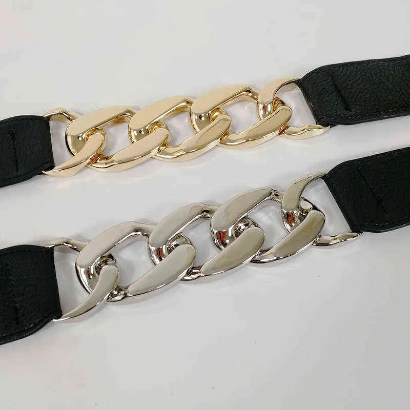 Guldkedja bälte elastiska silver metall midja bälten för kvinnor ceinture femme stretch cummerbunds damer kappa kette riem midja y220301