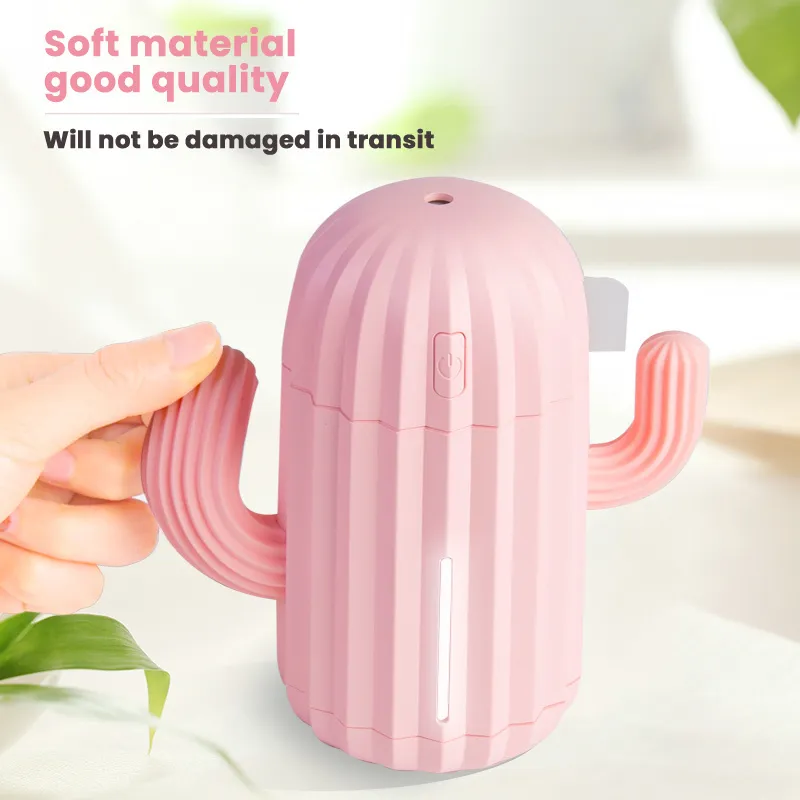 340ML USB Ultra Air Firidifier Cactus Timing Aromaterapi Essential Oil Diffuser Aroma Mist Maker Fogger Mini Light Car Y200416