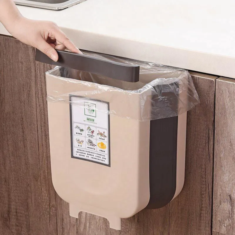 Настенные складные отходы Bin кухонный мусор может зависал домашний шкаф для ванной комнаты для ванной комнаты туалет для хранения отходов