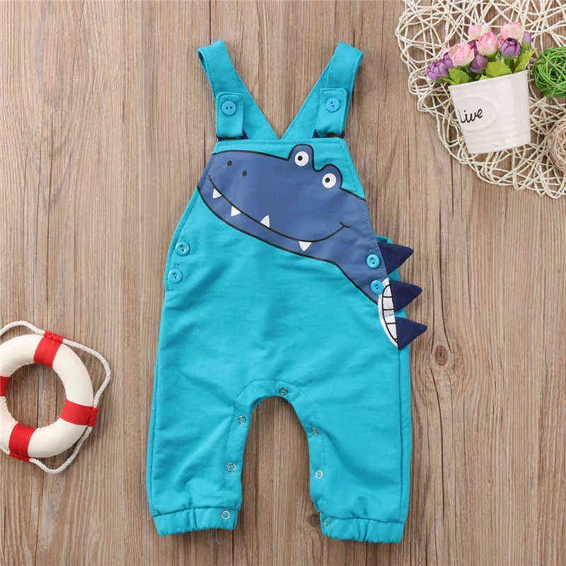 Pudcoco nyaste mode nyfödd baby pojke tjej kläder bomull dinosaur rem romer jumpsuit outfit solsuit g1221