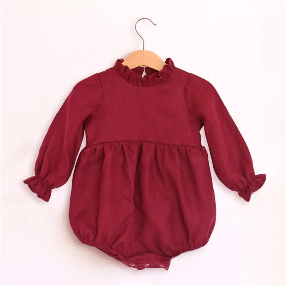Одежда для маленьких девочек 02T Ползунки с длинными рукавами Комбинезоны Onepiece Новая мода 100 Органический хлопок Комбинезоны для новорожденных девочек Y12219413339