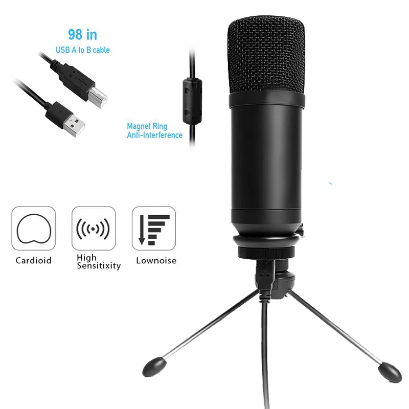 Micrófono USB para estudio, condensador profesional, micrófono con cable para ordenador con soporte para Karaoke, grabación de vídeo, PC BM700