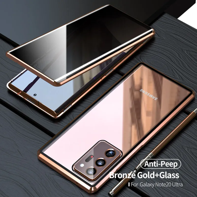 Anti Peeping Privacy 360 Fall för Samsung Galaxy Note 20 Ultra Case Cover Funna Metal för Samsung S20 Ultra Phone Cases1798636
