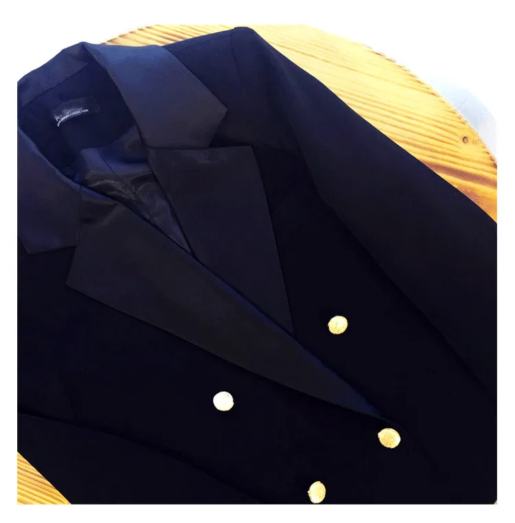 Costume de haute qualité pour femmes professionnelles grande taille Casual double boutonnage tempérament noir dames veste Blazer de bureau à la mode 201102