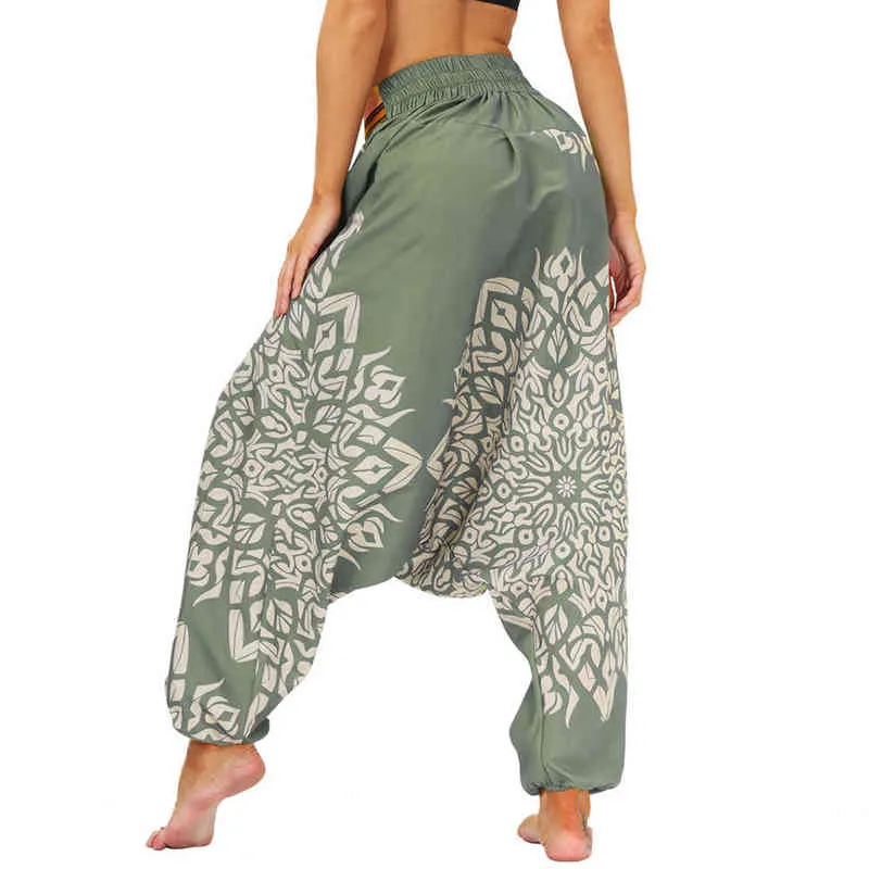 Femmes Drop Bottom Taille Élastique Coupe Ample Baggy Gypsy Hippie Boho Yoga Sarouel H1221