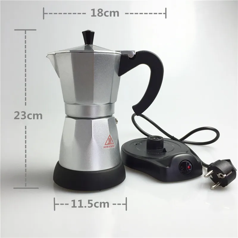 6Cups 300ml Elektrikli Kahve Makinesi Alüminyum Malzeme Kahve Potları Moka Pot Mocha Kahve Makinesi V60 Kahve Filtresi Espresso Maker T2002974