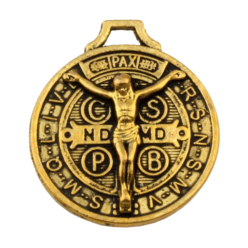 Jesus Benedict Nursia Patron Medal Crucifix Cross Stop Zakaz wisiorki do biżuterii Making Branslet Necklace A-355262L