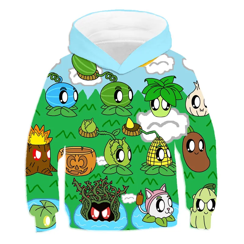 3D Print Kids Clothes Boys Tops Autumn And Winter Children's Hoodie Plants Vs. Zombies pullover Casual Fun Boy Hoodies LJ201216