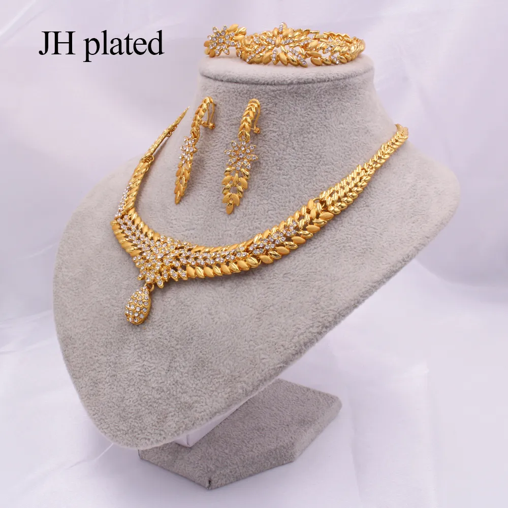 Jewelry sets for Women Dubai 24K gold color India Nigeria wedding gifts necklace earrings Bracelet ring set Ethiopia jewellery 201241S