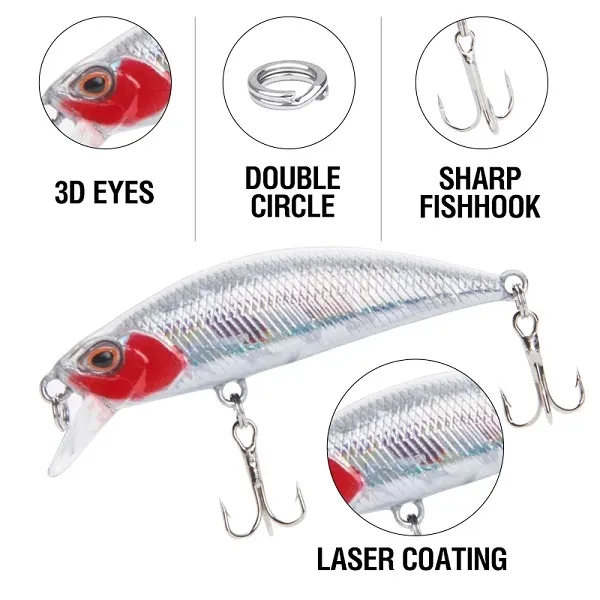 5G 5 cm Minnows Fishing Przynęta laser twarda sztuczne przynęty 3D Oczy Rowak