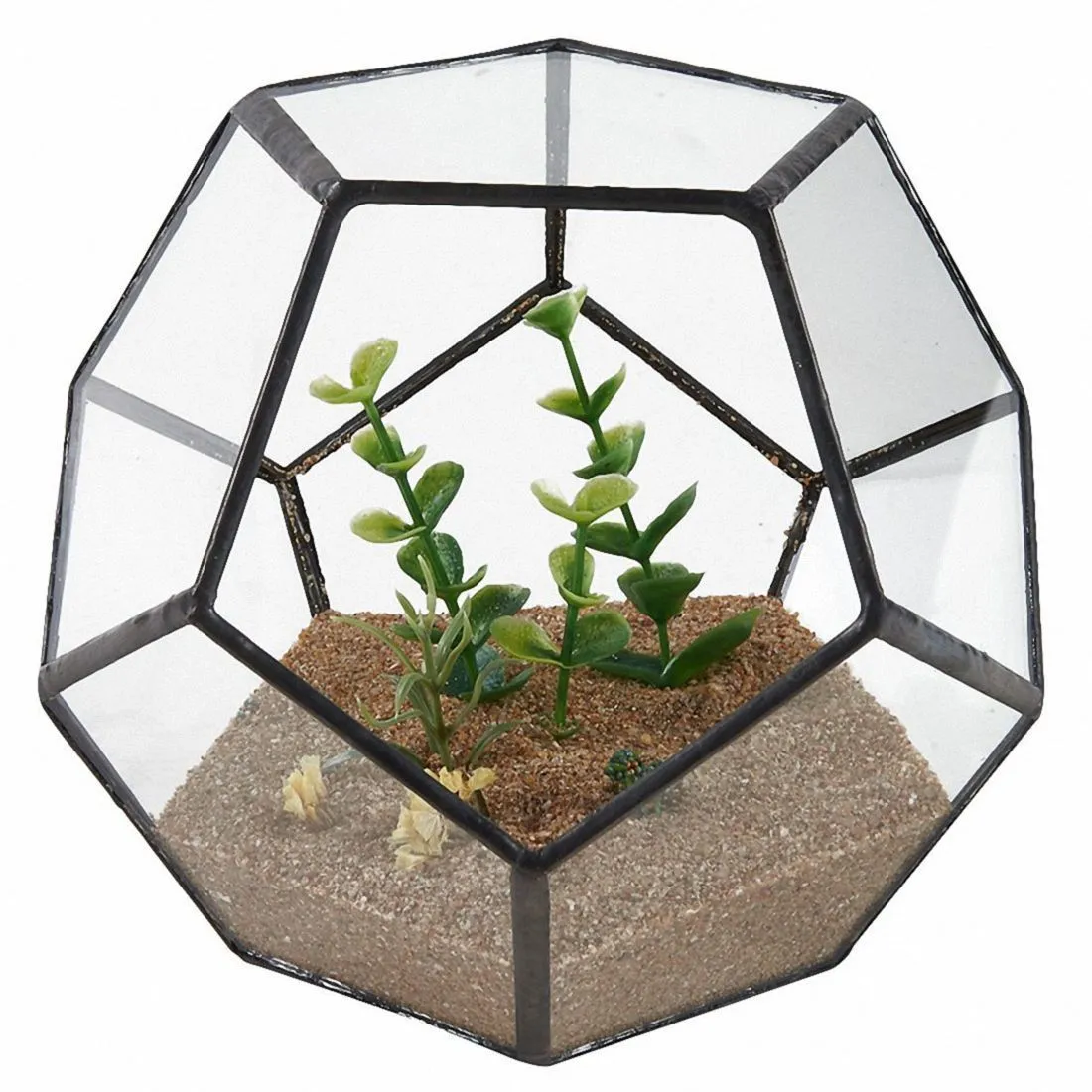 Black Glass Pentagon Geometric Terrarium Container Window Sill Decor Flower Pot Balcony Planter Diy Display Box Y2007238277472